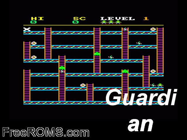 Guardian (S) (19xx) [h1] Amstrad CPC game showing 3D box cover and gameplay screenshot